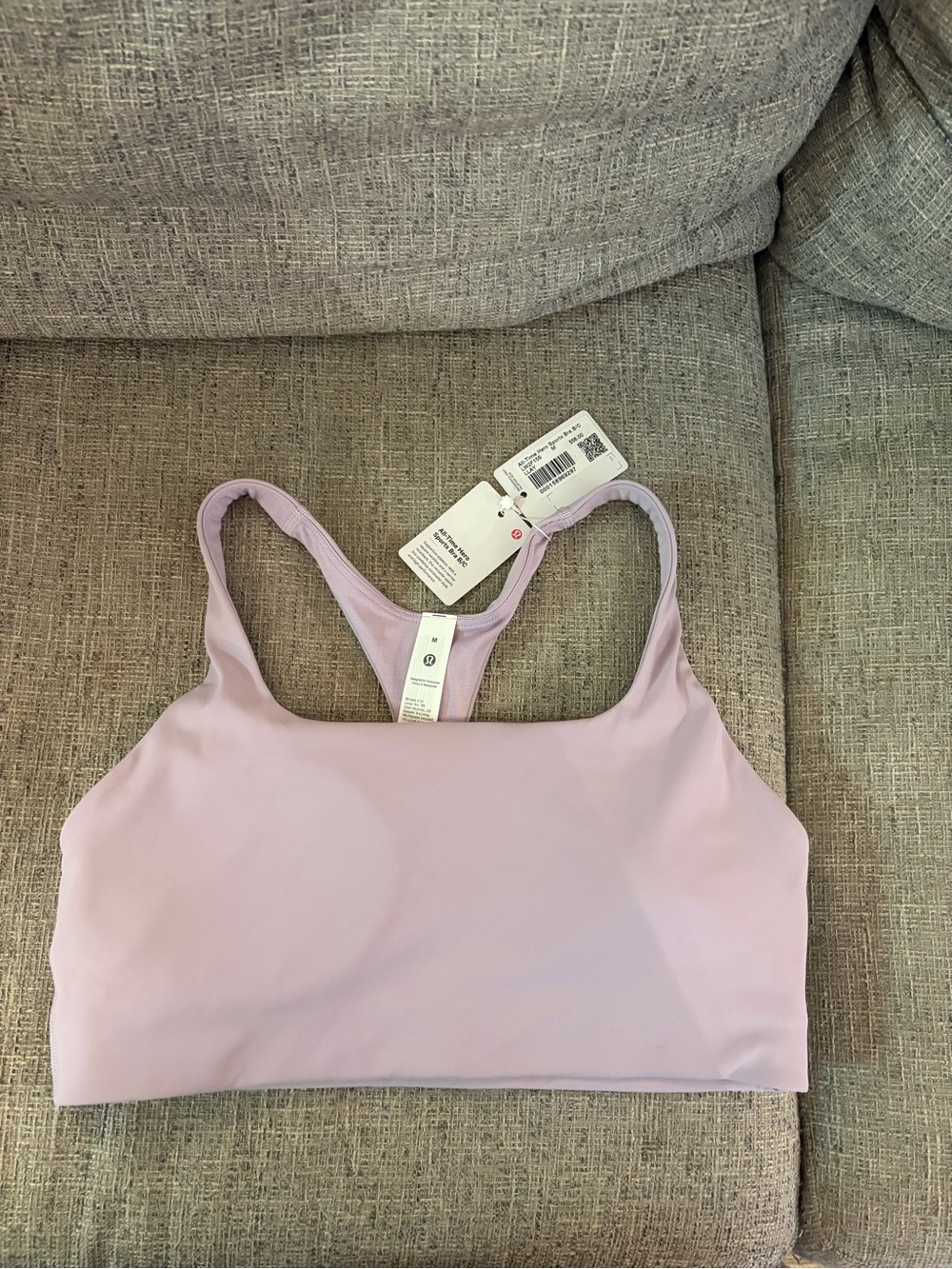 NWT: $58 LULULEMON All-Time Hero Sports Bra B-C Cup, Size Medium, Lilac Play